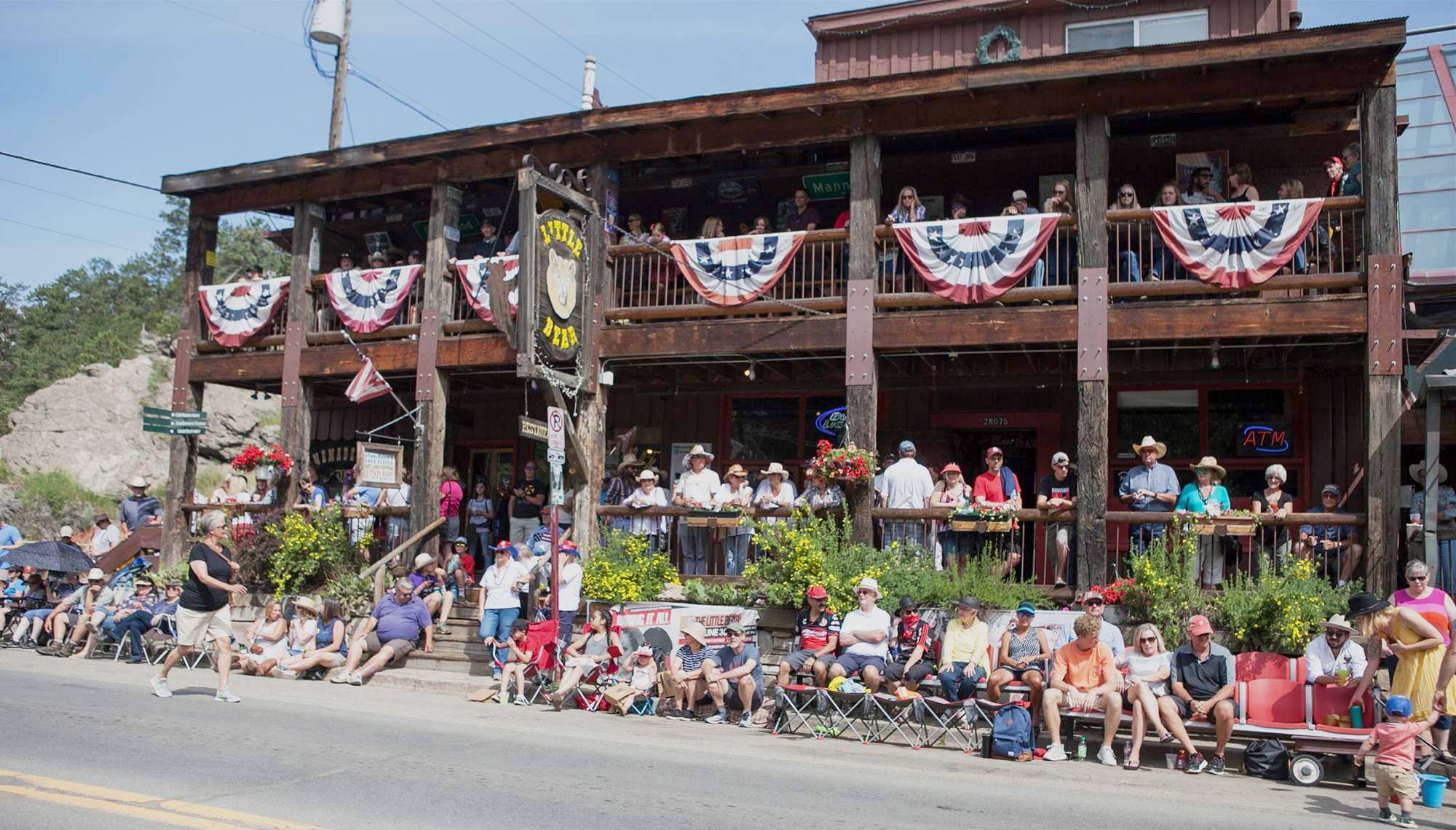 Evergreen Rodeo Parade traveling through downtown Evergreen